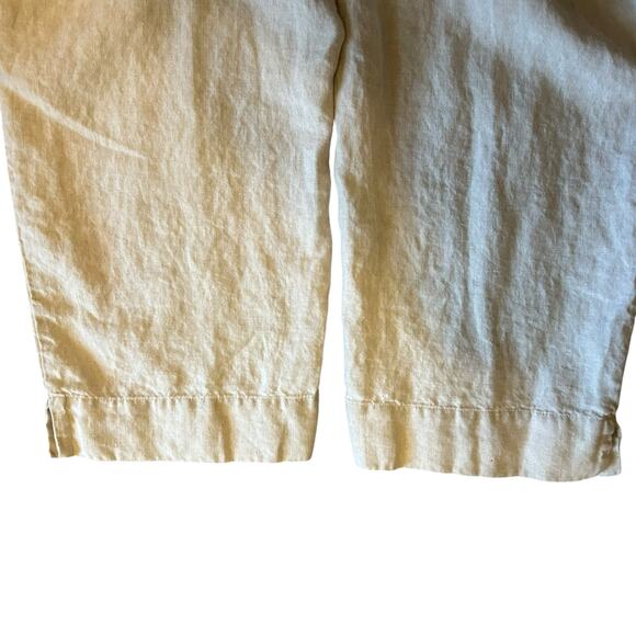 J.Jill 100% Linen Pants Womens 2X Cropped Wide Leg Casual Minimalist Beige Boho - Picture 3 of 6